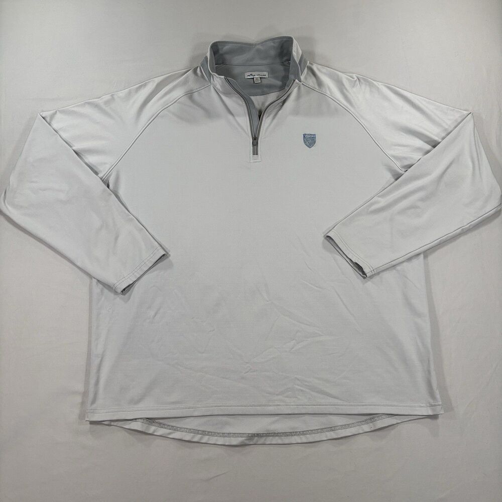Peter Millar Crown Sport Men's XL Gray Solid 1/4 Zip Southern Tide Golf Pullover